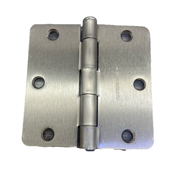 Lot Of 2 Gate House Hinges 3 1/2" x 1/4" Radius #0308892 Satin Nickel {KK} - Picture 1 of 13